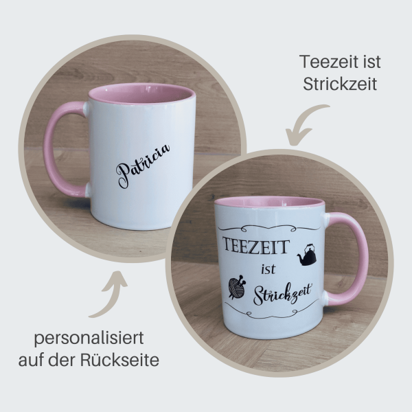 Personalisierte Teetasse für Strickerin
