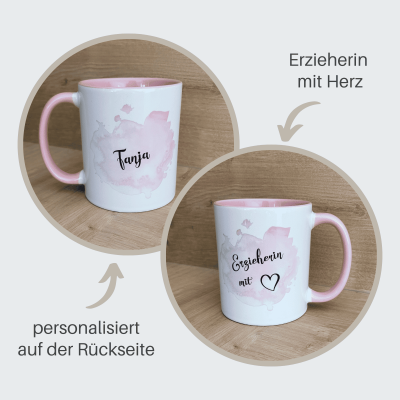 Personalisierte Tasse Erzieherin mit Herz