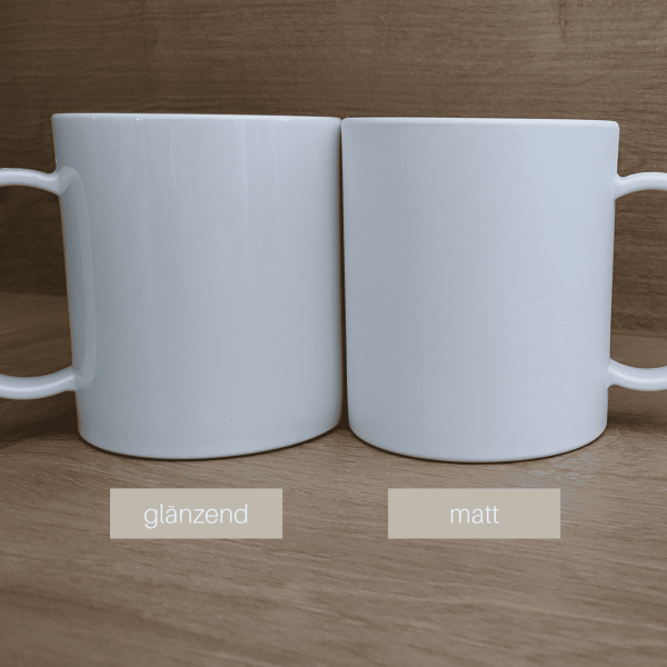 Kunststoff Tasse mit glänzender oder matter Oberfläche