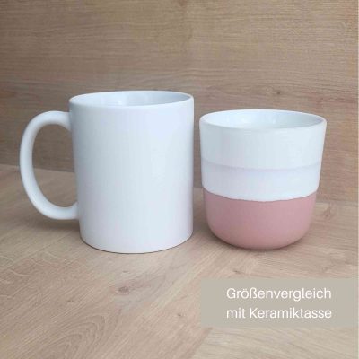 Größenvergleich von Steinzeug Tasse und Keramiktasse