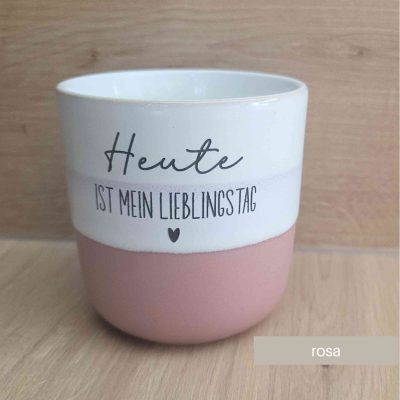 Tasse rosa mit Spruch gelasert